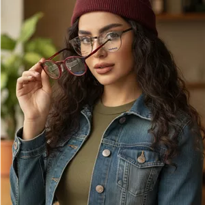 عینک طبی کاور دار مگنتی زنونه گرد زرشکی
