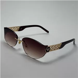 عینک آفتابی فیلیپ پلین Philip Plein مدل Luxury Shield فریم لس قهوه ای - لنز UV400