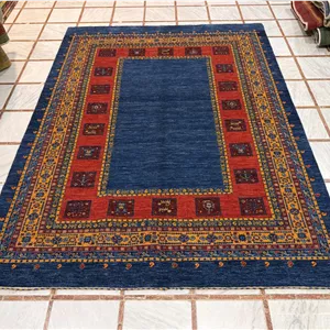 گبه دستباف پرده قشقایی (نقشه کف ساده آبی)