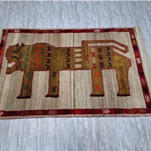 گبه دستباف جفت ذرع و نیم قشقایی (نقشه تصویری الوان)