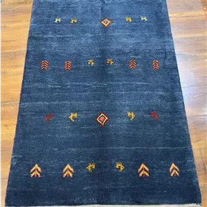 گبه دستباف ذرع و نیم شیراز (نقشه کف ساده آبی)