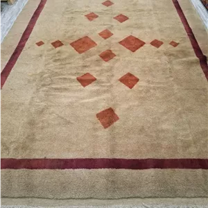 گبه دستباف شش متری قشقایی (نقشه کف ساده کرم)