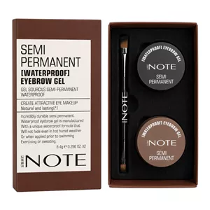 ژل و سایه ابرو ضدآب نیمه دائمی نوت مدل SEMI PERMANENT WATERPROOF EYEBROW GEL (پک چهارعددی: ژل و سایه مشکیژل و سایه قهوه‌ای)