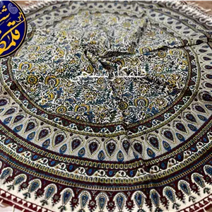 رومیزی گرد چاپ قلمکار شیخی قطر ۱۵۰ طرح گل و ترنج صادراتی