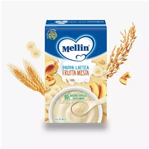 غذای کمکی ملین mellin با طعم موز و هلو 210 گرم