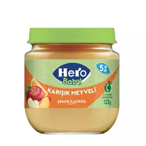پوره میوه هرو بی بی hero baby هلو پرتقال سیب موز  5  120 گرم