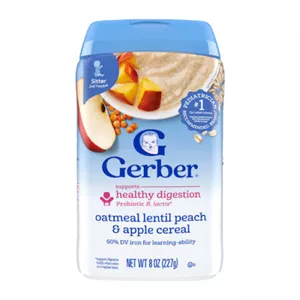 غذای کمکی جو دوسر هلو، سیب و دال عدس گربر Gerber از ۶ ماهگی 227 گرم