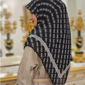 روسری نخ پنبه سیا اسکارف مشکی سفید