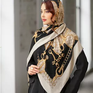 روسری نخی سیا اسکارف کرم مشکی