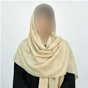 شال زنانه ژاکارد طرح دیور رنگ کرم ابعاد 184 در 73 سانتیمتر