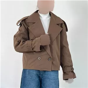 ترنچ کت کوتاه زنانه کتان زارا آستردار ضد آب کد 1246