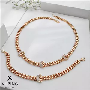 سرویس کارتیر طرح ماه نگین دار ژوپینگ،رنگ ثابت،ضد حساسیت،نگین مخراج کاری شده،مشابه طلا،برند معتبر ژوپینگ
