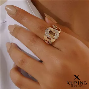 انگشتر کارتیر نگین ژوپینگ،رنگ ثابت،ضد حساسیت،مشابه طلا،شیک و مجلسی،نگین مخراجکاری شده،برند معتبر ژوپینگ