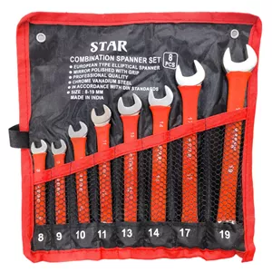 ست آچار یک‌سر رینگ یک‌سر تخت ۸ پارچه استار مدل STAR