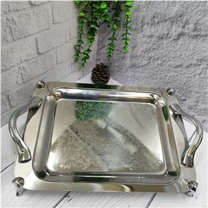 سینی پذیرایی استیل پایه دار متوسط