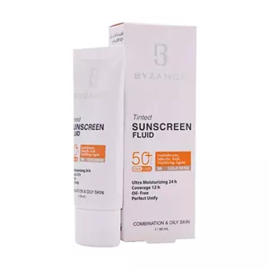 فلوئید ضد آفتاب کرم پودری +SPF50 بیزانس مناسب پوست مختلط و چرب 40 میلی لیتر