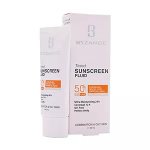 فلوئید ضد آفتاب کرم پودری +SPF50 بیزانس مناسب پوست مختلط و چرب 40 میلی لیتر