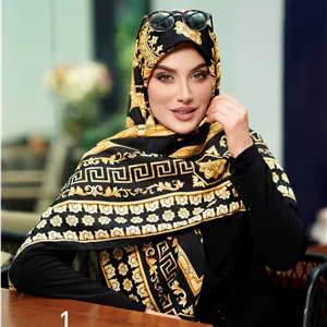 روسری نخی وال ترک قواره بزرگ طرح ورساچه شیک