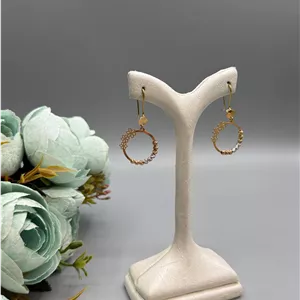 گوشواره طلا ۱۸ عیار مدل آویز گرد لیزری کد ۱۶ 