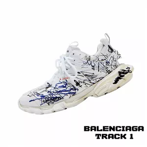 کفش کتونی بالنسیاگا ترک وان سفید اتوگراف Balenciaga Track 1 Autograph White