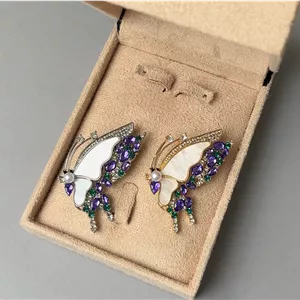 گلسینه شاپرک میناکاری نگین و مروارید