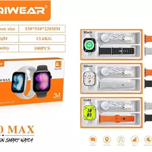 ساعت هوشمند KEQIWEAR KW90 Max با بند سیلیکونی و بدنه فلزی و دارای سه بند