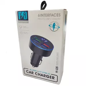 شارژر فندکی 6 پورت فست شارژ مدل Original YY-C35 دارای نمایشگر ولتاژ