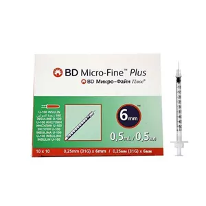 سرنگ انسولین بی دی مدل micro-fine plus حجم 0.5 میلی لیتر