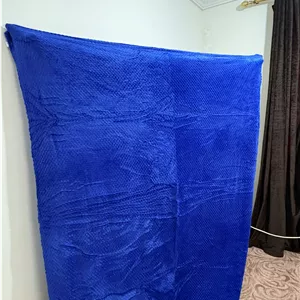 پتو مسافرتی تک رنگ آبی طرح بافت