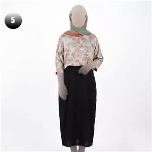 ست کراپ و سارافون زنانه طرح دار شانتون تک سایز فری سایز