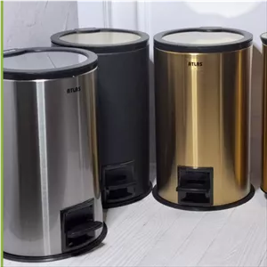 سطل زباله پدالی اطلس مدل هانیس طرح استیل گنجایش 5 لیتر