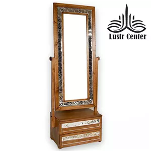 آینه ایستاده چوبی دو کشو مدل آینه کاری