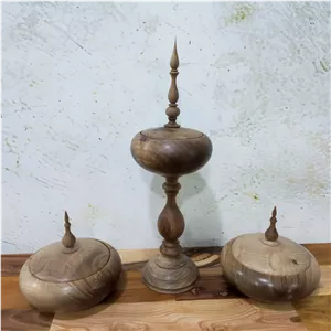 شکلات خوری پایه دار و قندان /شکلات خوری چوب گردو 