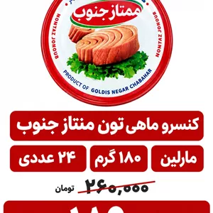 کنسرو ماهی تون در روغن  ممتاز جنوب - 180 گرم 24 عددی