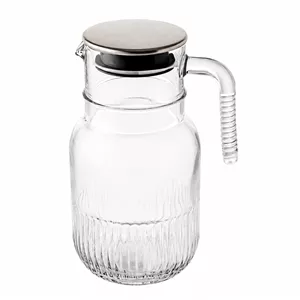 پارچ شیشه ای شیاردار 1.5 لیتری درب استیل