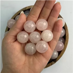 گوی رز کوارتز طبیعی اصل | گوی سنگ رز کوارتز صیقلی کلکسیونی