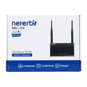(گارانتی 3 ساله آونگ) - Neterbit NSL-122 Wireless N300 ADSL2Modem مشکی - مودم