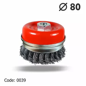 برس کاسه ای طوقه دار بافته 80 یال 20 مرکز مهره سایز 14×2 mm جهان برس