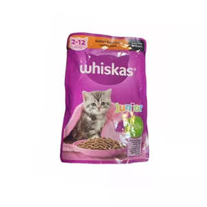 🥣 پوچ گربه جونیور ویسکاس ترک🇹🇷 Whiskas طعم مرغ 🍗در گروی🐓🍖
