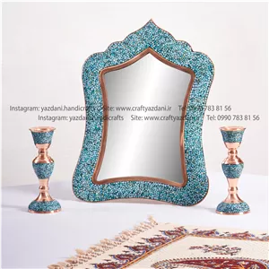 شمعدان مس و فیروزه (جفتی)