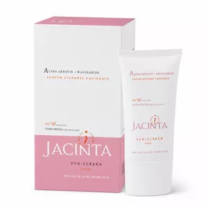 فلوئید ضد آفتاب ضد لک SPF50 پوست چرب ژاکینتا | محافظت کامل، روشن کننده پوست و کمک به رفع لک،Jacinta Lightening Sunscreen Fluid For Oily And Acne Prone Skin SPF50