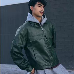 کت چرم مردانه مدل کلاسیک bershka