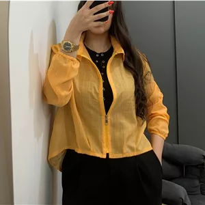 بامبر جکت شیشه ای(توری) زیپ دار