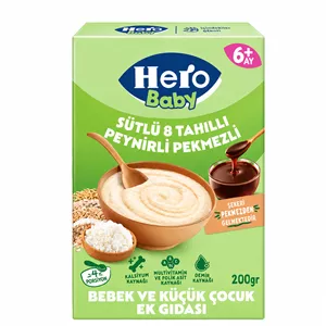 سرلاک 8 غله هیرو بیبی Hero Baby با شیر، پنیر و شیره حجم 200 گرم