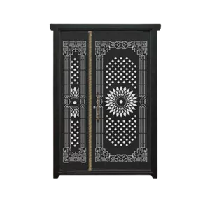 درب CNC فلزی یک و نیم لنگه مدل HS29 | طرح کلاسیک هندسی گل‌مرکزی