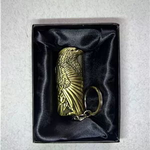 فندک گازی برند لایتر (Lighter) مدل Eagle Brass – بدنه برنجی طرح عقاب همراه با حلقه جاکلیدی