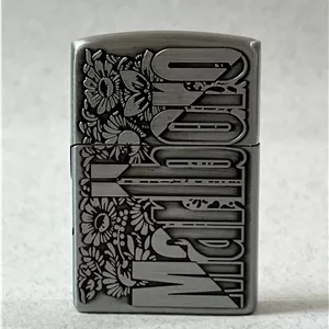 فندک گازی طرح زیپو لایتر (LIGHTER) طرح مارلبرو و گل بابونه نقره‌ای | فروشگاه بارزار