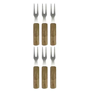 چنگال زیتون خوری مدل دسته چوبی بسته 6 عددی 
