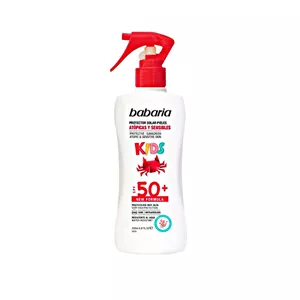 اسپری ضد آفتاب بی‌رنگ صورت، بدن باباریا SPF 50 مدل KIDS مناسب برای پوست حساس حجم 200 میلی‌لیتر