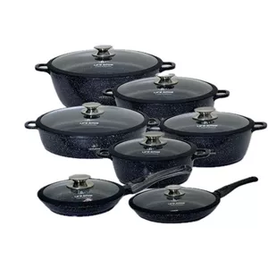سرویس قابلمه و تابه گرانیتی 24 پارچه لایف اسمایل مدل LIFEP7S-24-BLACK